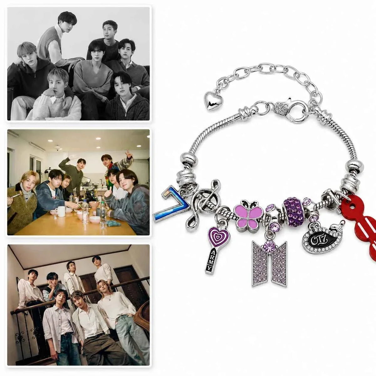 BTS-Inspired ARMY Fan Support Charm Bracelet